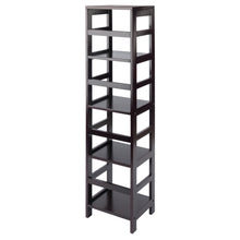 Load image into Gallery viewer, Leo 4-Tier Storage Shelf, EspressoOpen airy 4-Section shelf assembled size is 13.39&quot;W x 11.22&quot;D x 54.80&quot;H.  Shelf clearance is 12&quot;.
