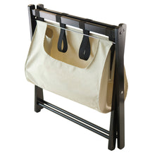 Load image into Gallery viewer, Dora Luggage Rack with Fabric Basket, EspressoConstructed of Solid Wood
