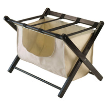 Load image into Gallery viewer, Dora Luggage Rack with Fabric Basket, EspressoConstructed of Solid Wood
