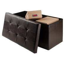 Load image into Gallery viewer, Ashford Rectangular Storage Ottoman, EspressoThe ottoman features sturdy construction with MDF inside both top and base.
