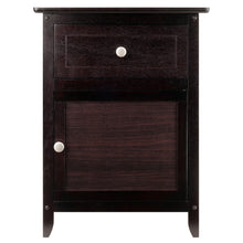 Load image into Gallery viewer, Eugene Accent Table, Nightstand, EspressoAssembled table stands at 18.90&quot;W x 14.96&quot;D x 25&quot;H.  Inside Drawer is 14.50&quot;W x 12.50&quot;D x 5.65&quot;H.
