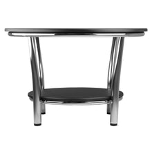 Load image into Gallery viewer, Maya Round Coffee Table, Black and Metal Round Coffee Table has 29.33&quot; x 18.70&quot; High. Bottom shelf of 19.60&quot; diameter.
