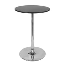 Load image into Gallery viewer, Spectrum 28&quot; Round Pub Table, Black and ChromeWood Veneer Top, MDF,  round table top has surface of 28.74&quot; diameter and stands at 40.16&quot; High.
