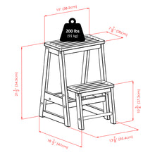 Load image into Gallery viewer, Ascend Step Stool, WalnutStep Stool open assembled size is 15&quot;W x 18.50&quot;D x 21.50&quot;H. Folded is 15&quot;W x 13.80&quot;D x 21.50&quot;H.
