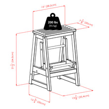 Load image into Gallery viewer, Ascend Step Stool, WalnutStep Stool open assembled size is 15&quot;W x 18.50&quot;D x 21.50&quot;H. Folded is 15&quot;W x 13.80&quot;D x 21.50&quot;H.
