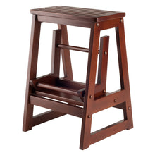 Load image into Gallery viewer, Ascend Step Stool, WalnutStep Stool open assembled size is 15&quot;W x 18.50&quot;D x 21.50&quot;H. Folded is 15&quot;W x 13.80&quot;D x 21.50&quot;H.
