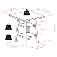 Load image into Gallery viewer, Orlando High Table with Shelves, WalnutThe overall size of the table is 33.8&quot;W x 33.8&quot;D x 36&quot;H.
