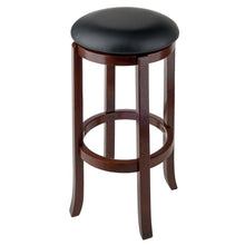 Load image into Gallery viewer, Walcott Cushion Swivel Seat Bar Stool, Black and WalnutStool seat swivels 360 degrees
