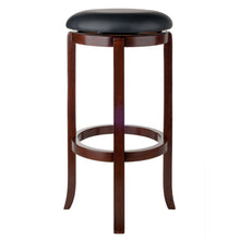 Load image into Gallery viewer, Walcott Cushion Swivel Seat Bar Stool, Black and WalnutStool seat swivels 360 degrees
