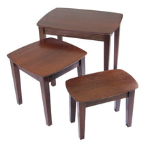 Load image into Gallery viewer, Bradley 3-Pc Nesting Table Set, WalnutLarge = 26.8&quot; x 18.7&quot; x 21.9&quot;, Med = 18.7&quot; x 18.7&quot; x 17.9&quot;H, Small = 11.4&quot; x 18.7&quot; x 14&quot;H
