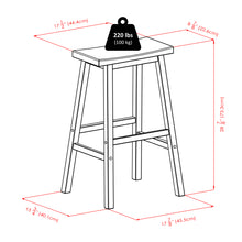 Load image into Gallery viewer, Inglewood 3-Pc High Dining Table with Saddle Seat Bar Stools, WalnutOverall High Table size is 33.86&quot;W x 33.86&quot;D x 38.90&quot;H.
