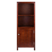 Load image into Gallery viewer, Brooke Jelly 2-Section Cupboard, Open Shelf Cabinet, Walnut Overall dimension s 17.35&quot;W x 15.75&quot;D x 47.44&quot;H.  Shelf dimension is 14.96&quot;W x 14.84&quot;D.
