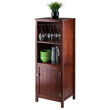 Load image into Gallery viewer, Brooke Jelly 2-Section Cupboard, Open Shelf Cabinet, Walnut Overall dimension s 17.35&quot;W x 15.75&quot;D x 47.44&quot;H.  Shelf dimension is 14.96&quot;W x 14.84&quot;D.
