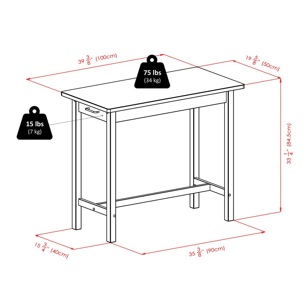 Sally Breakfast Table, WalnutTable size is 39.37