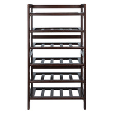 Load image into Gallery viewer, Silvi 30-Bottle Wine Rack, WalnutWine Rack has 6 Tiers/shelf and each shelf holds up to 5 bottles.
