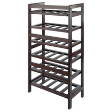 Load image into Gallery viewer, Silvi 30-Bottle Wine Rack, WalnutWine Rack has 6 Tiers/shelf and each shelf holds up to 5 bottles.
