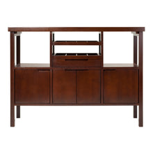 Load image into Gallery viewer, Diego Buffet Cabinet, WalnutBuffet Table size is  46&quot;W x 16&quot;D x 34&quot;H.  Two open Shelves size is 12&quot;W x 14&quot;D x 12&quot; Clearance.
