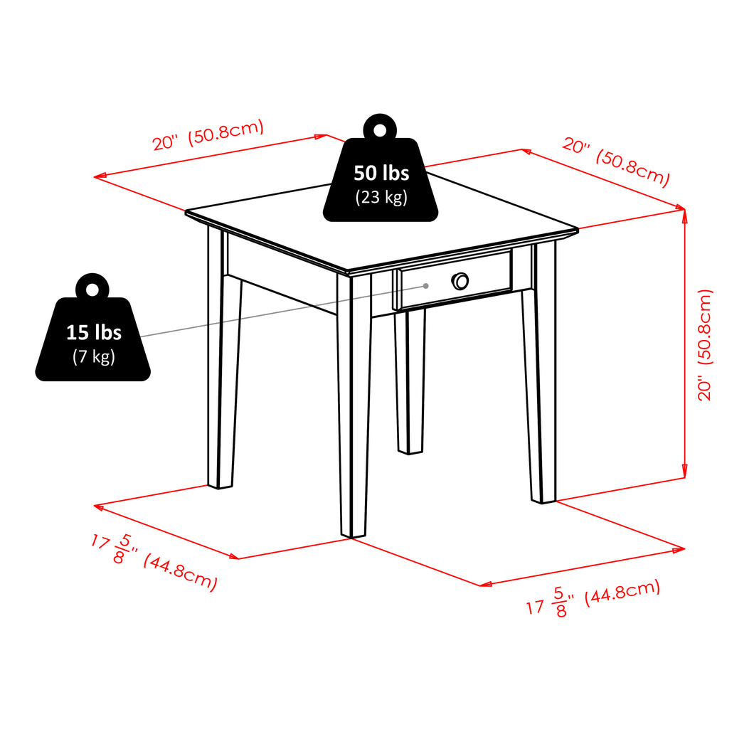 Rochester End Table, WalnutOverall Accent Table size is 20