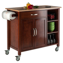 Load image into Gallery viewer, Mabel Utility Kitchen Cart, Walnut and NaturalOverall size of 42.7&quot;W x 18.9&quot;D x 35.4&quot;H. Table top size 39.3&quot;W and 18.9&quot;D.
