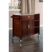 Load image into Gallery viewer, Mabel Utility Kitchen Cart, Walnut and NaturalOverall size of 42.7&quot;W x 18.9&quot;D x 35.4&quot;H. Table top size 39.3&quot;W and 18.9&quot;D.
