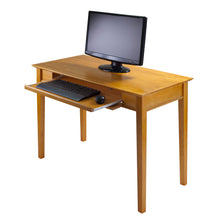 Load image into Gallery viewer, Studio Home Office Computer Desk, Honey PineOverall Computer Desk size is 42&quot;W x 20.55&quot;D x 29&quot;H. Pull door wood door reveals a keyboard tray.
