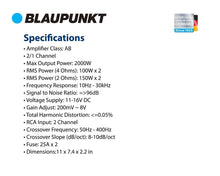 Load image into Gallery viewer, Blaupunkt 300 Watt 2-Channel Amplifier
