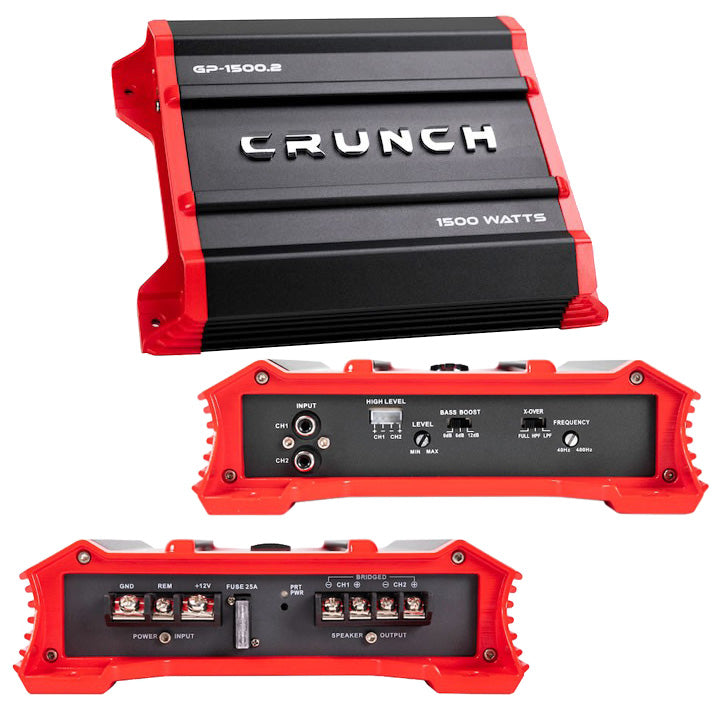 Crunch Ground Pounder 2 X 325  4 Ohms 2 X 750  2 Ohms 1 X 1500 Watts  4 Ohms Bridged