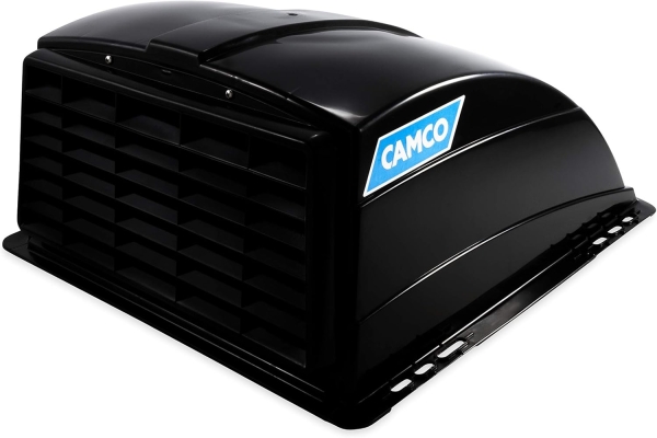 Camco Standard Roof Vent Cover, Opens for Easy Cleaning, Aerodynamic Design, Easily Mounts to RV with Included Hardware-Black