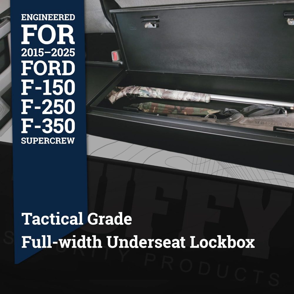Tuffy Full-Width Under-Seat Lockbox for Ford F-150, F-250, and F-350 SuperCrew (2015–2025), Heavy-Duty Steel Rear Seat Security Safe with Pry-Guard Lock, Weather-Resistant, Quick No-Drill Install - Image 2