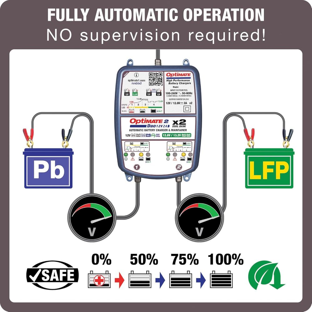 OPTIMATE 2 DUO X 2 BANK BRONZE 5 STEP AUTOMATIC BATTERY CHARGER & MAINTAINER - Image 4