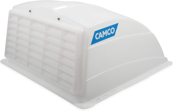 Camco RV Roof Vent Cover | Allows High Flow Air Ventilation Into Your RV, Rain or Shine | Easy Installation | Installation Hardware Included, White