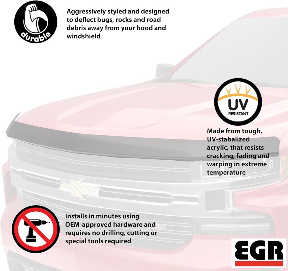 EGR 301691 SuperGuard Hood Guard Bug Deflector Protector, Dark Smoke Finish, Compatible with Select Chevrolet Silverado All Cabs Models - Image 4
