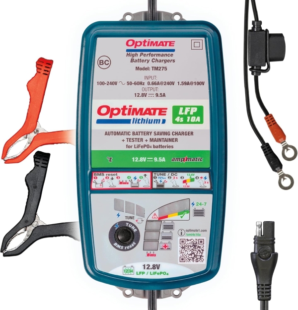 Optimate Lithium 4s 10A, TM275v2, 10-Step 12.8V 10A High Performance Battery Saving Charger & Maintainer