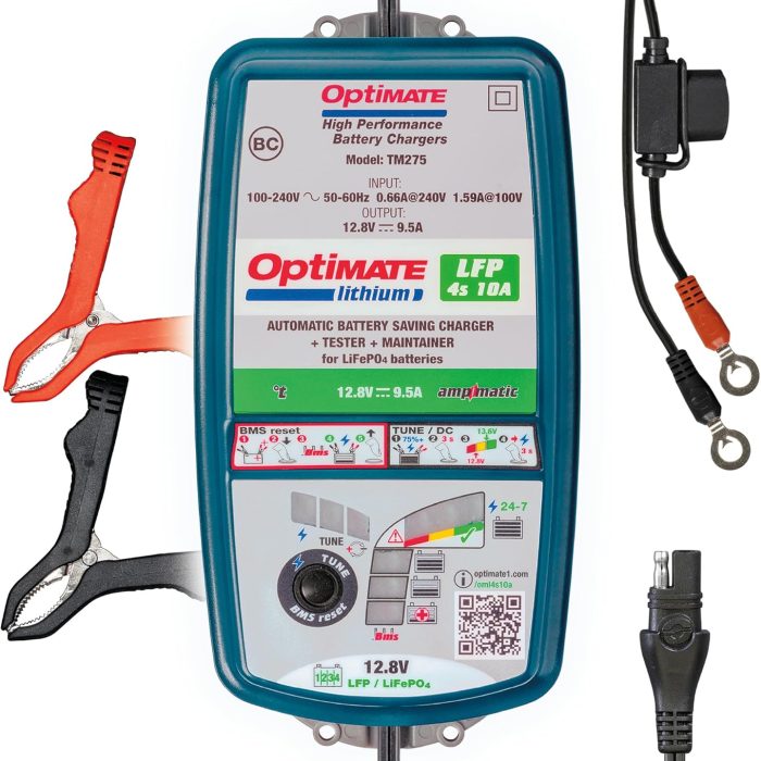 Optimate Lithium 4s 10A, TM275v2, 10-Step 12.8V 10A High Performance Battery Saving Charger & Maintainer