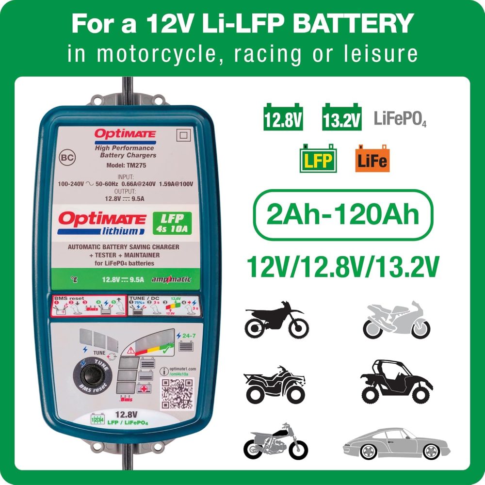 Optimate Lithium 4s 10A, TM275v2, 10-Step 12.8V 10A High Performance Battery Saving Charger & Maintainer - Image 2