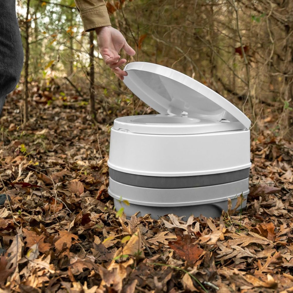 Camco RV Premium Travel Toilet - Features a 5.3-Gallon Detachable Holding Tank, Pump Flush Design & Spring-Loaded Latch (41535) - Image 2