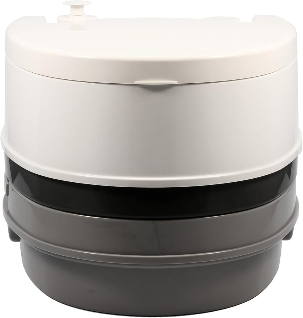 Camco RV Premium Travel Toilet - Features a 5.3-Gallon Detachable Holding Tank, Pump Flush Design & Spring-Loaded Latch (41535) - Image 5