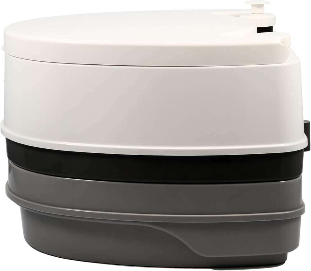 Camco RV Premium Travel Toilet - Features a 5.3-Gallon Detachable Holding Tank, Pump Flush Design & Spring-Loaded Latch (41535) - Image 6