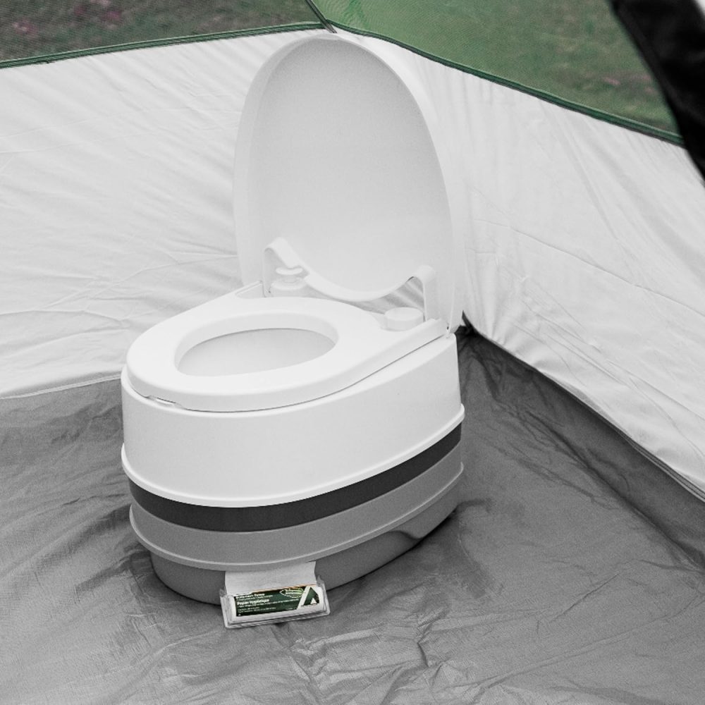 Camco RV Premium Travel Toilet - Features a 5.3-Gallon Detachable Holding Tank, Pump Flush Design & Spring-Loaded Latch (41535) - Image 8