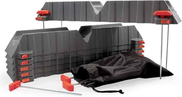 Camco Rhino Camper / RV Sewer Hose Support Kit - Supports Up to 20-Feet of RV Sewer Hose - Features Nesting Design for Easy RV Storage & Includes (6) 30” Section w/4 Stakes Each (43071)