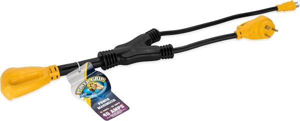 Camco PowerGrip Camper/RV Maximizer 45-Amp Adapter | Combines Power from 15-Amp and 30-Amp Outlets to Generate 45-Amps (55025)