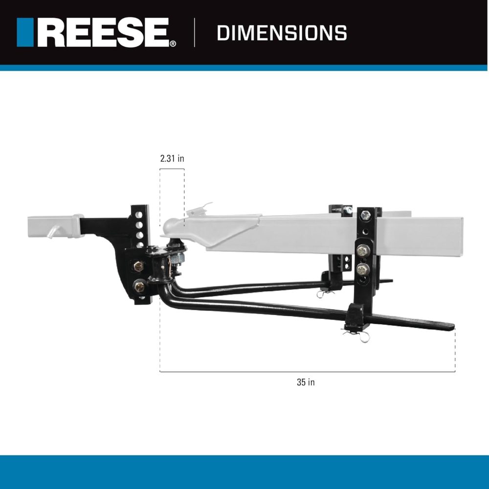 Reese 49912 Pro Round Bar Weight Distribution Hitch with Sway Control, 8,000 lbs. Capacity, Fits Up to 7 Inch Trailer Frames, 8.5 Inch Drop Shank Included - Image 2