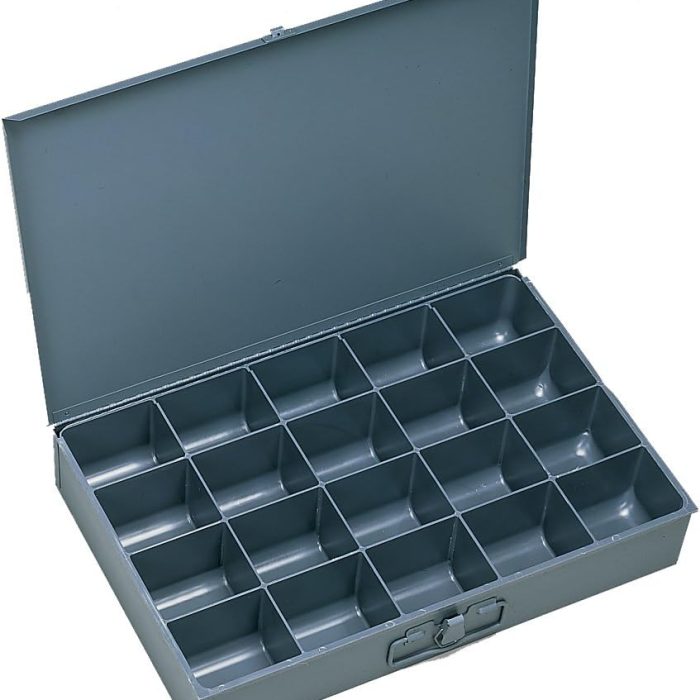 Durham 111-95-IND Gray Cold Rolled Steel Individual Large Scoop Box, 18" Width x 3" Height x 12" Depth, 20 Compartment