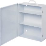 Durham 534-43 White Cold Rolled Steel 9FX Industrial Empty First Aid Cabinet, 15" Width x 16-5/32" Height x 5-9/16" Depth, 3 Shelves