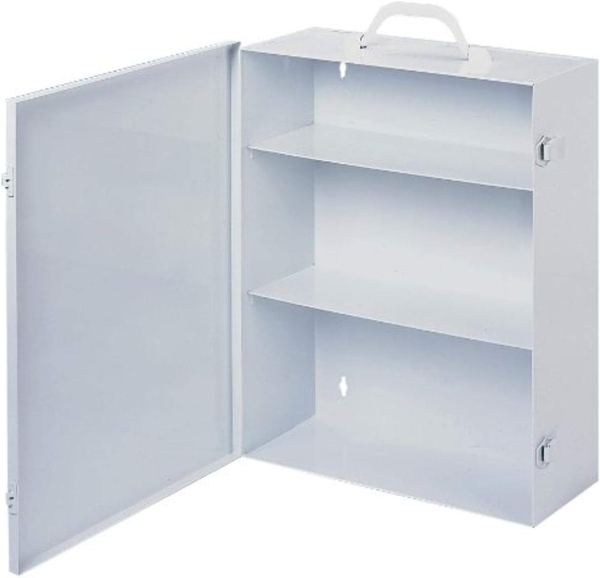 Durham 534-43 White Cold Rolled Steel 9FX Industrial Empty First Aid Cabinet, 15" Width x 16-5/32" Height x 5-9/16" Depth, 3 Shelves
