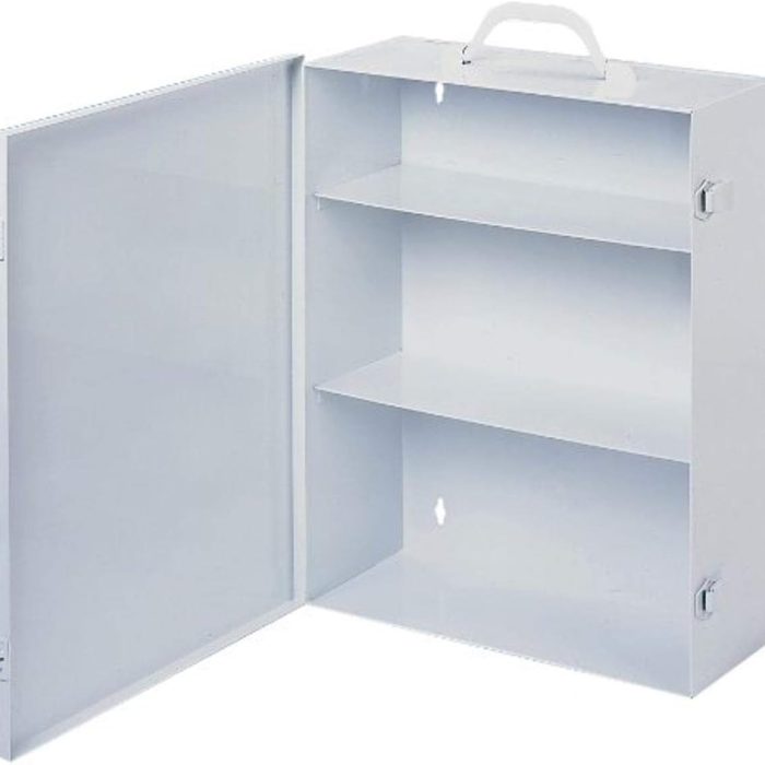 Durham 534-43 White Cold Rolled Steel 9FX Industrial Empty First Aid Cabinet, 15" Width x 16-5/32" Height x 5-9/16" Depth, 3 Shelves