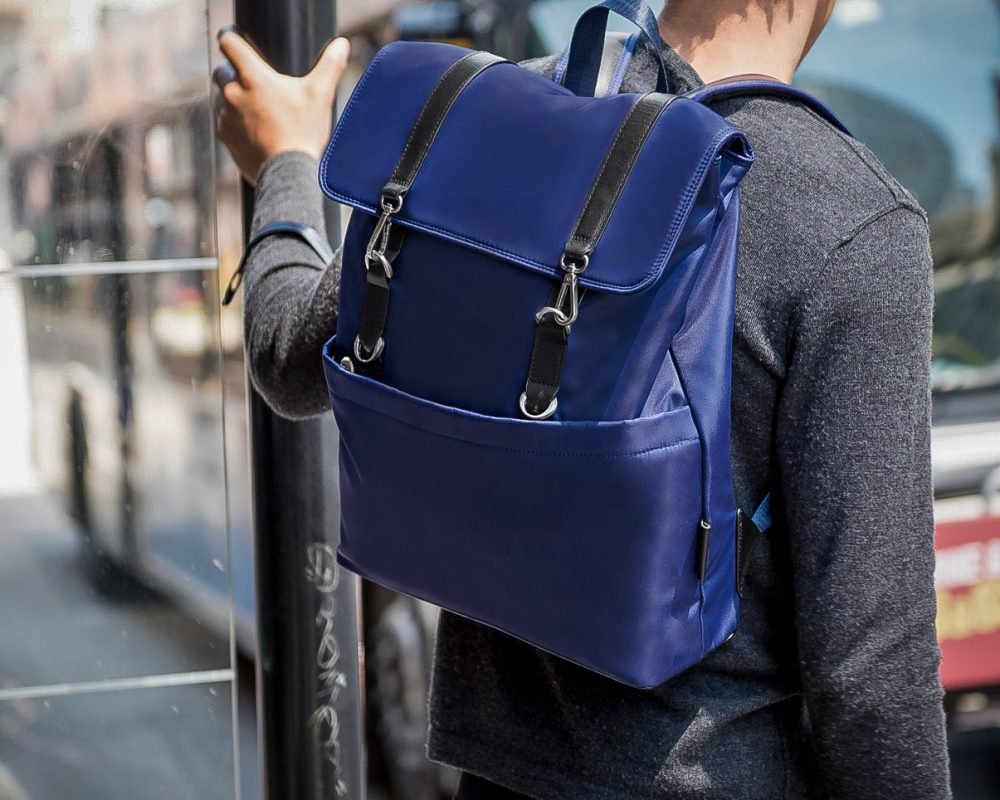 Mcklein Element 17” Nylon Flap Over Laptop Backpack Navy - Image 4