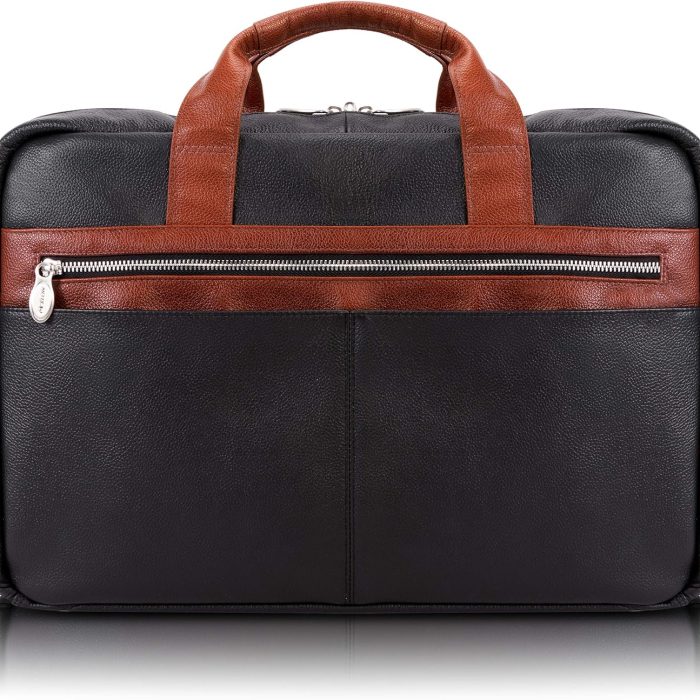 Mcklein Southport 17” Leather Two-Tone Laptop Briefcase Black