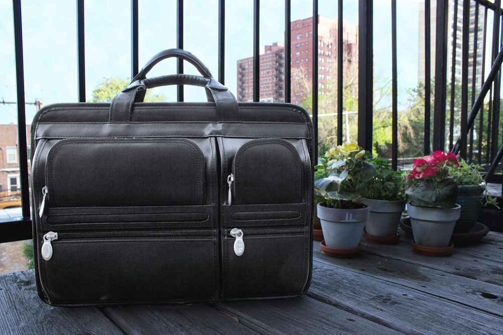 Mcklein Hubbard 15” Leather Dual-Compartment Laptop Briefcase Black - Image 2