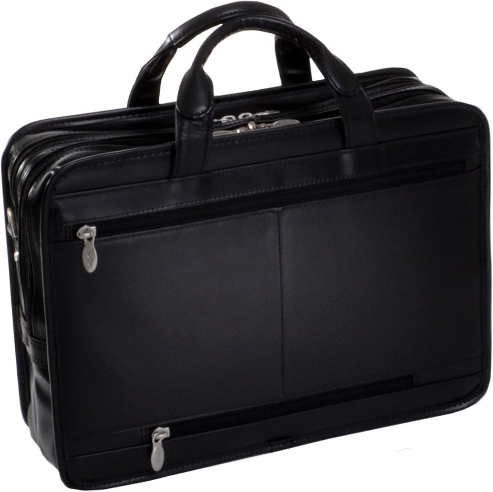 Mcklein Hubbard 15” Leather Dual-Compartment Laptop Briefcase Black - Image 5